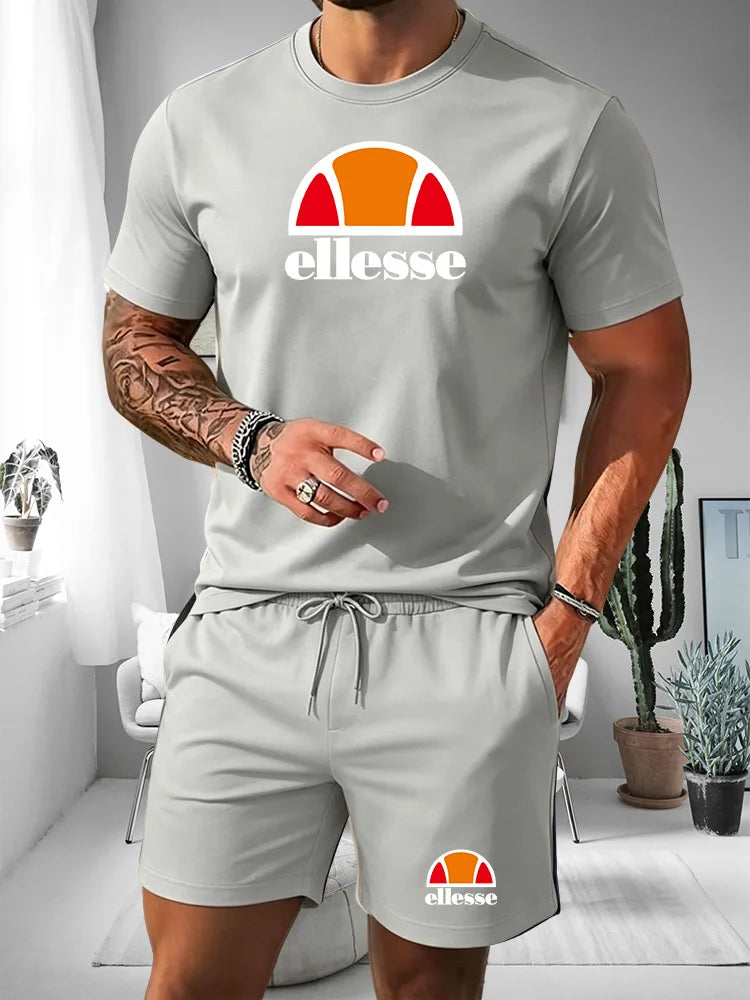 Ensemble 2 Pièces Homme T-shirt Col Rond + Short Cordon Été 2026 – Casual Sport, 20 Coloris, S à XXL – CLEVI Paris