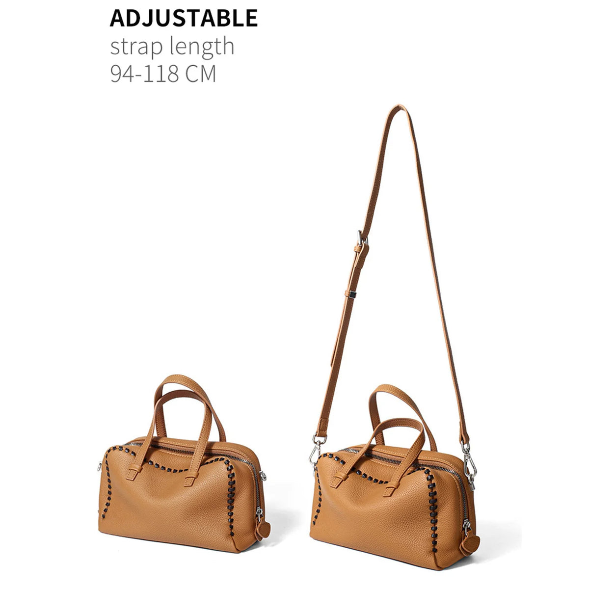 Sac Seau Cuir Véritable 100% Femme 23x10x14cm Bandoulière 118cm – CLEVI Paris