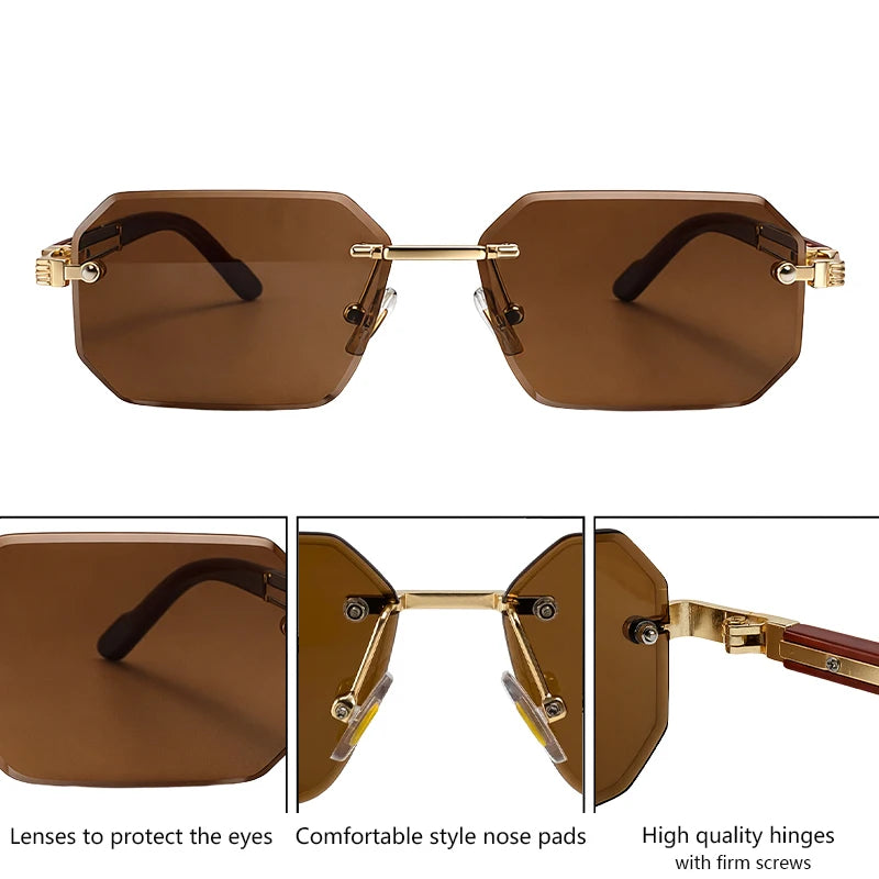 Lunettes de Soleil Rimless Polygone Punk Vintage Homme – CLEVI Paris