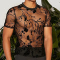 T-Shirt Homme Maille Tricotée Motif Floral Col Rond Manches Courtes – CLEVI Paris