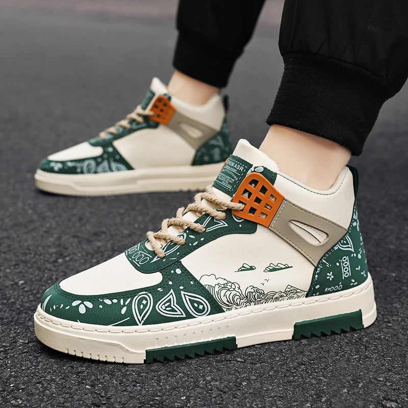 Sneakers Mi-Hautes Cuir Synthétique Semelle Épaisse Homme EU 39-48 – CLEVI Paris