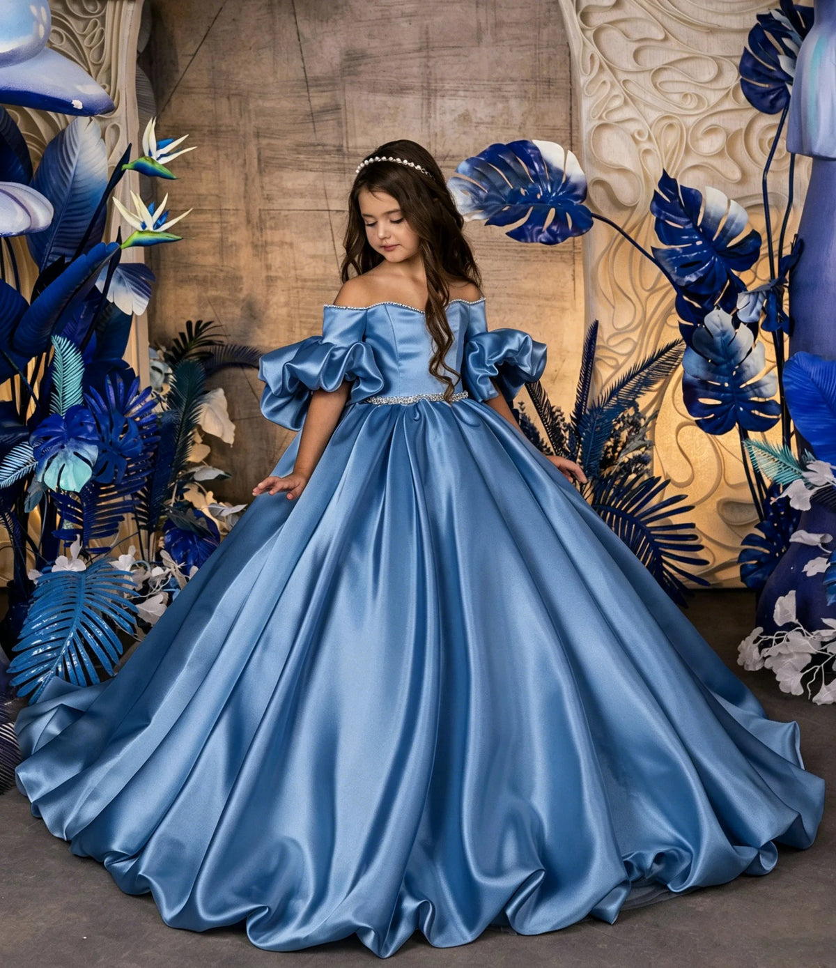 Robe cérémonie fille en satin ZHJ – CLEVI Paris