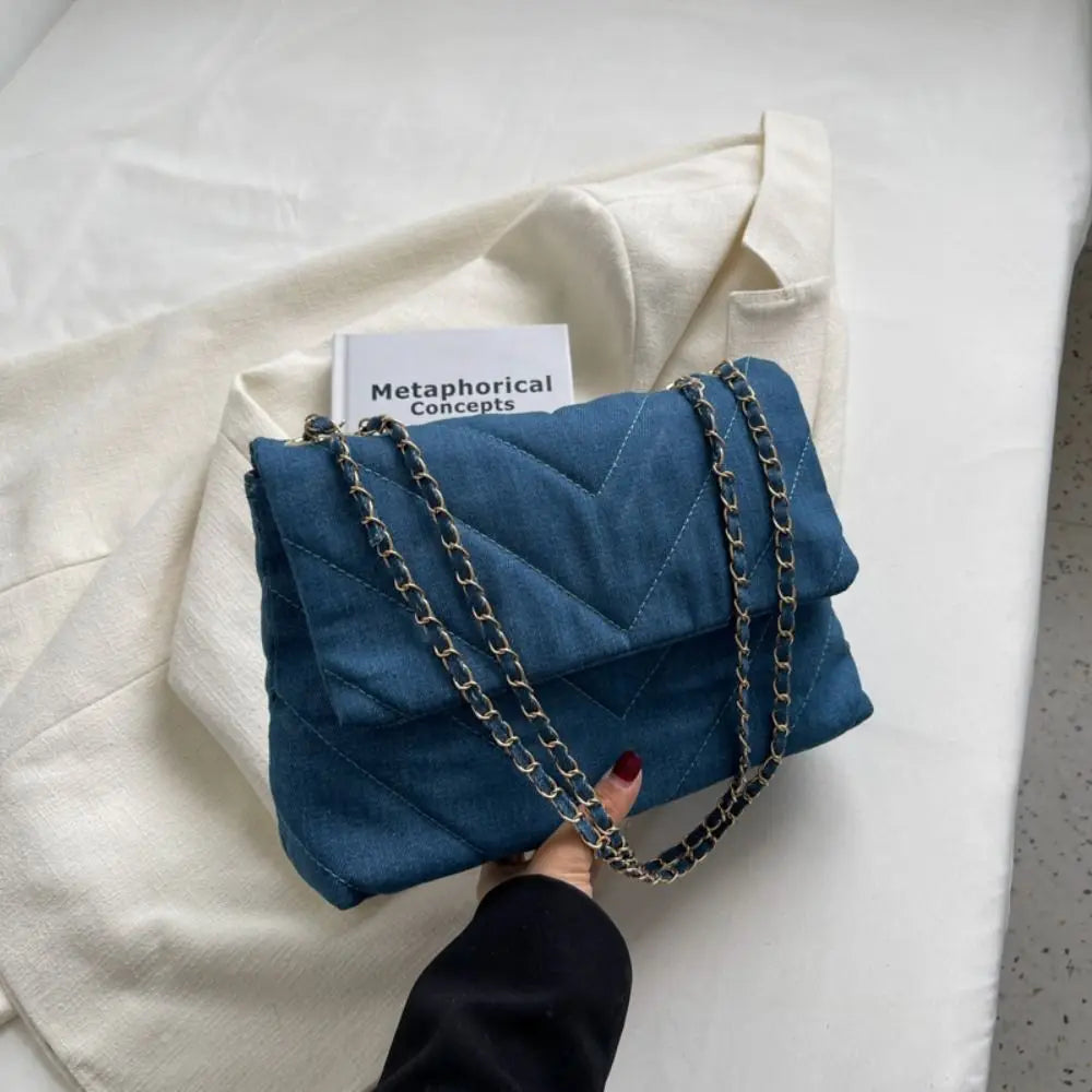 Sac baguette femme en toile, trois bleus – CLEVI Paris