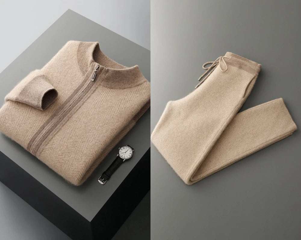 Ensemble homme en laine à chevrons – CLEVI Paris