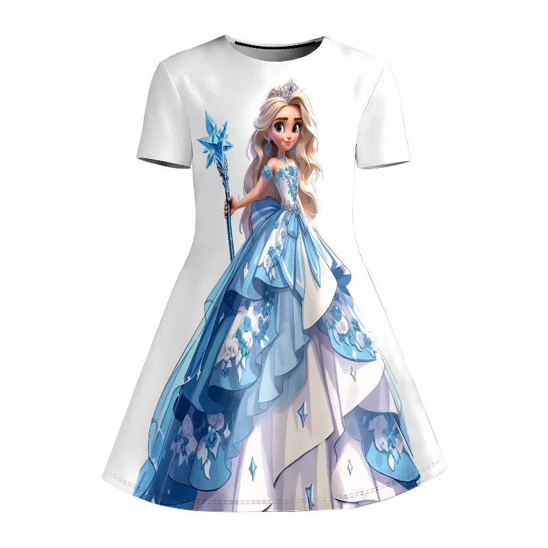 Robe t-shirt enfant imprimée bleu et blanc – CLEVI Paris