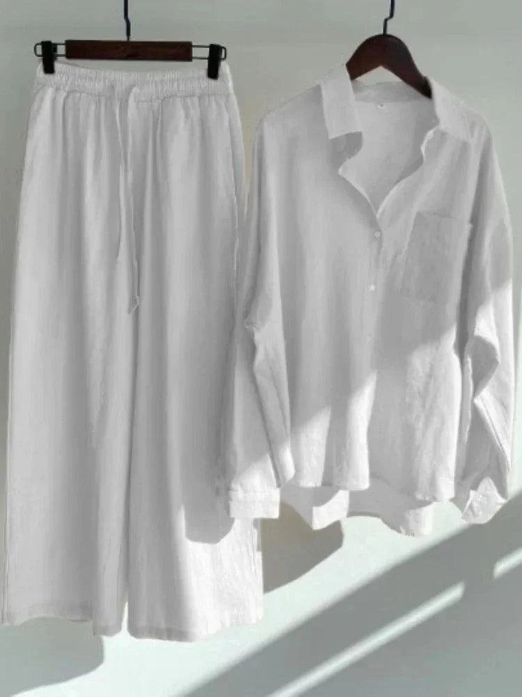 Ensemble 2 pièces femme en coton et lin – CLEVI Paris