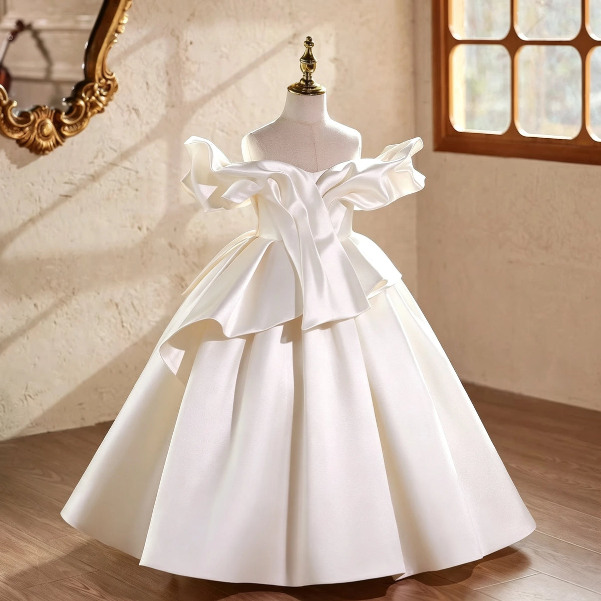 Robe fille en satin drapé ZHJ – CLEVI Paris