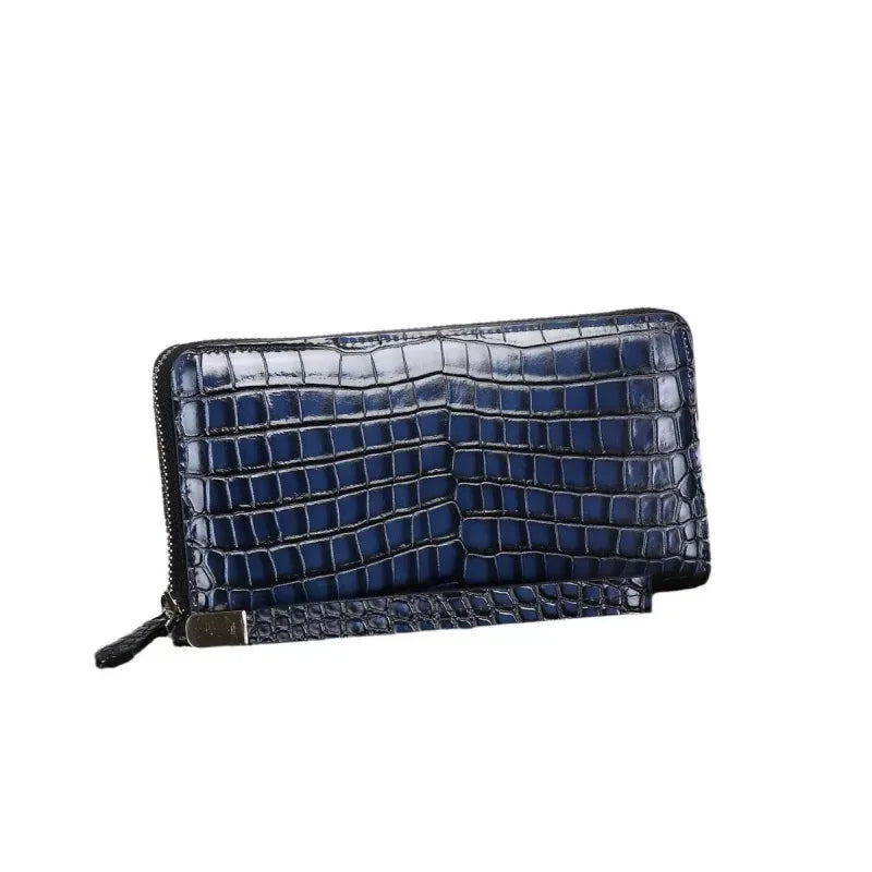 Portefeuille Long Homme Silicone Cuir Motif Crocodile Dragonne Imperméable – CLEVI Paris