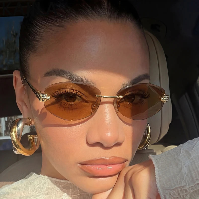 Lunettes femme sans monture détail léopard – CLEVI Paris