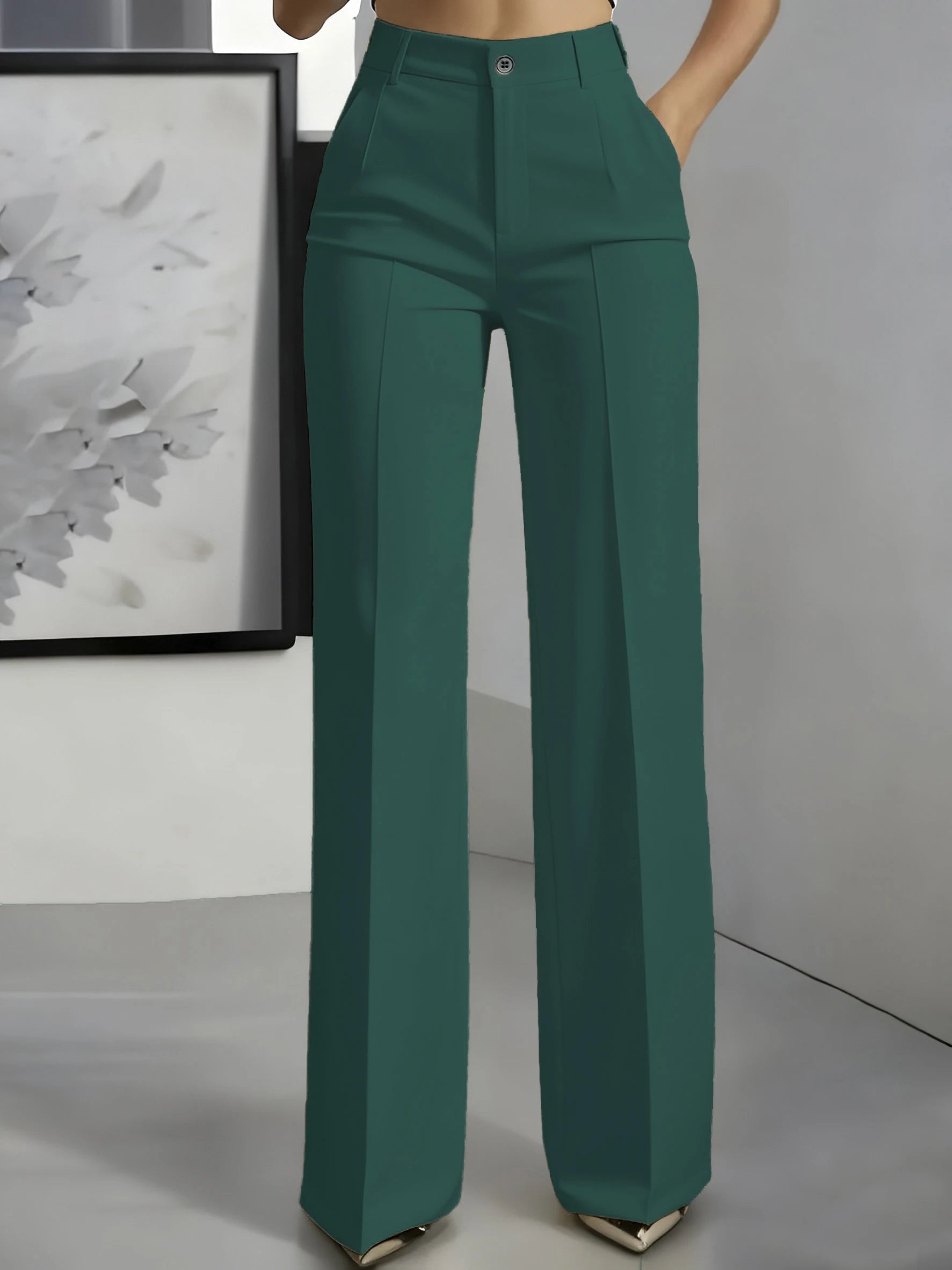 Pantalon Tailleur Femme Taille Haute Coupe Droite Drapée 17 Coloris – CLEVI Paris
