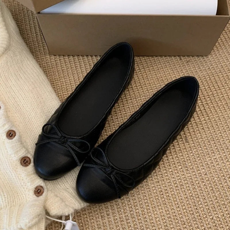 Ballerines femme à nœud et bout rond – CLEVI Paris