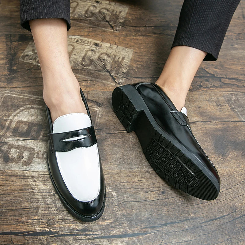 Loafers Homme Bicolores PU Slip-On Semelle Caoutchouc – CLEVI Paris