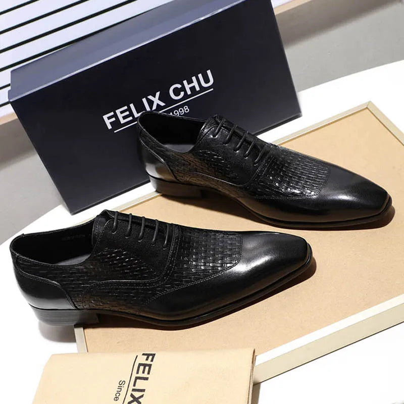 Oxford Cuir Véritable Homme Style Italien Bout Pointu Lacets Bureau & Mariage – CLEVI Paris