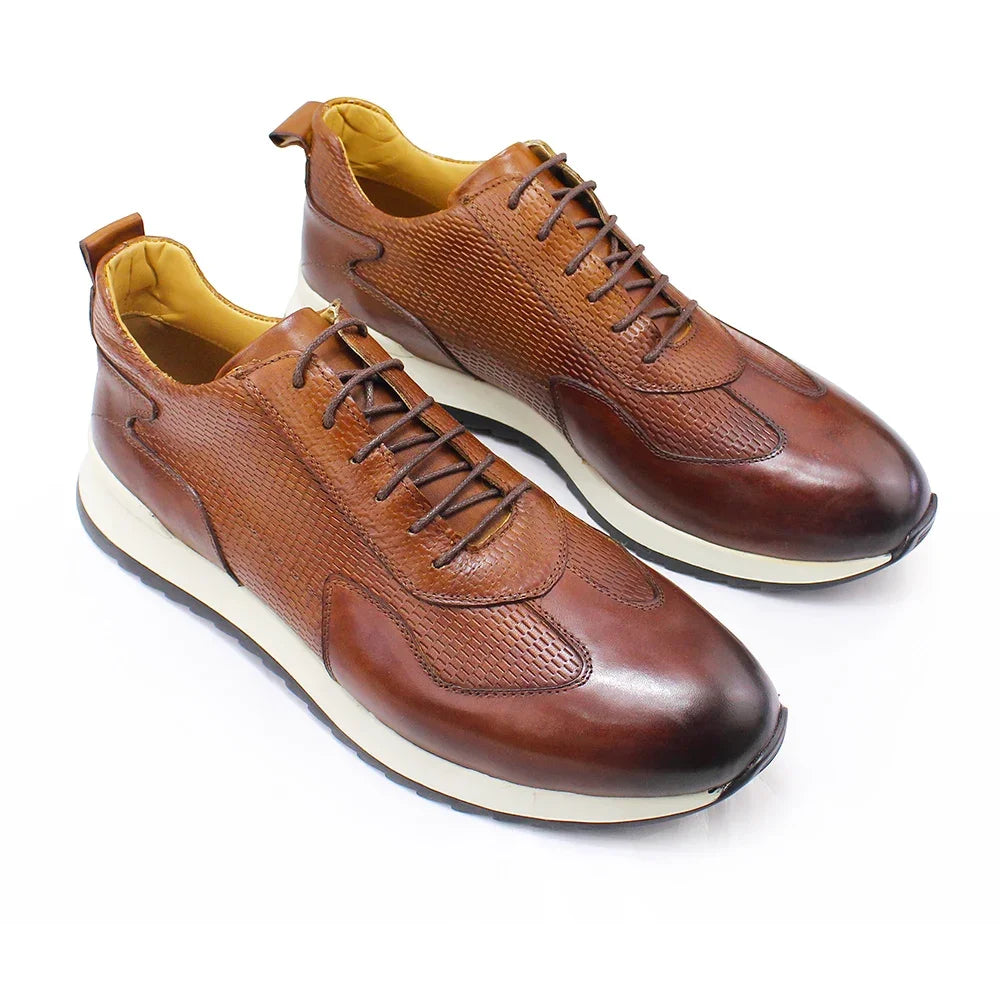 Sneakers Homme Cuir Véritable Fait Main Lacets Respirant Casual 2 Coloris – CLEVI Paris