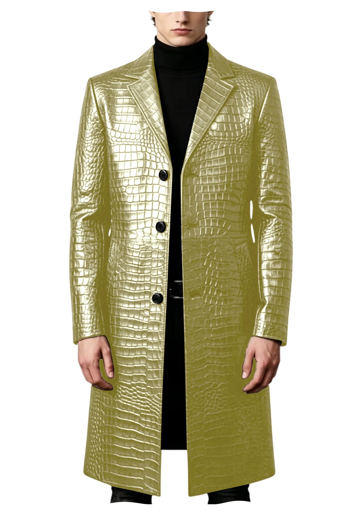 Manteau homme simili cuir motif crocodile – CLEVI Paris