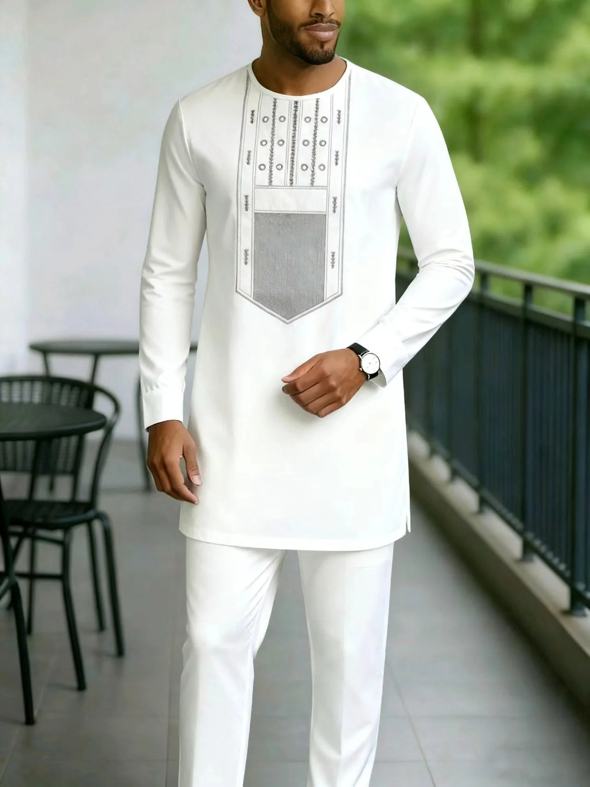 Kaftan Agbada Homme Style Africain 2 Pièces Veste Manches Longues + Pantalon Mariage Cérémonie S-XXL – CLEVI Paris