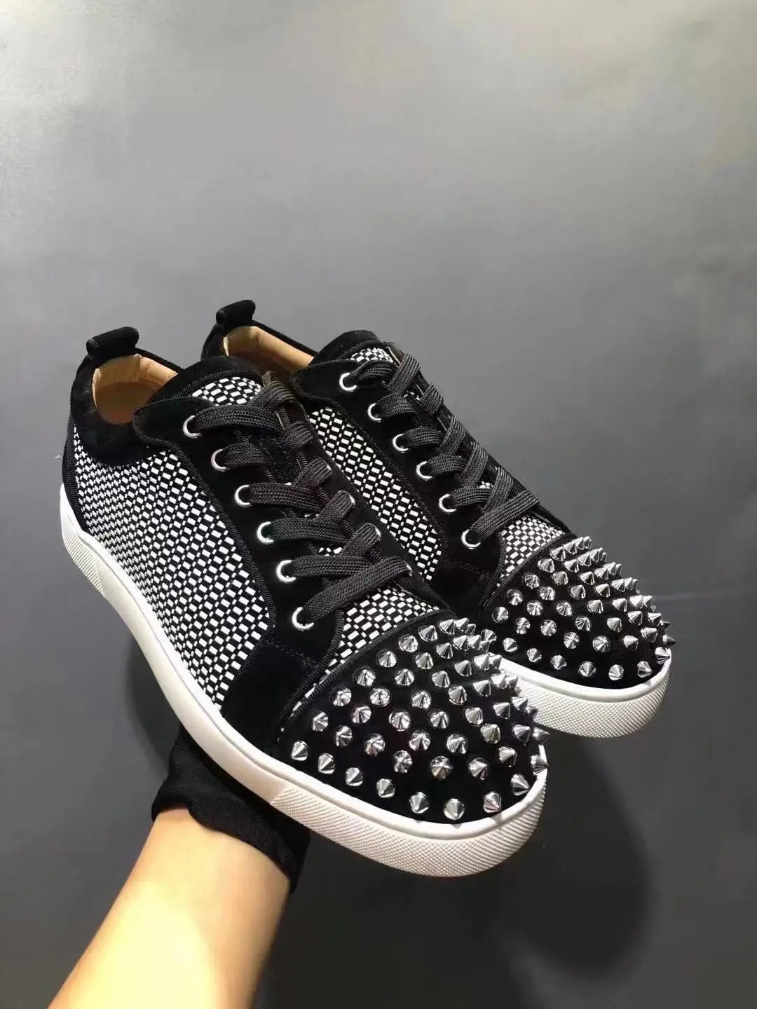 Sneakers Basses Patchwork Rivets Bout Rond Homme – CLEVI Paris