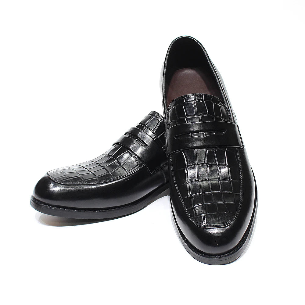 Penny Loafers Cuir Imprimé Alligator Homme – CLEVI Paris