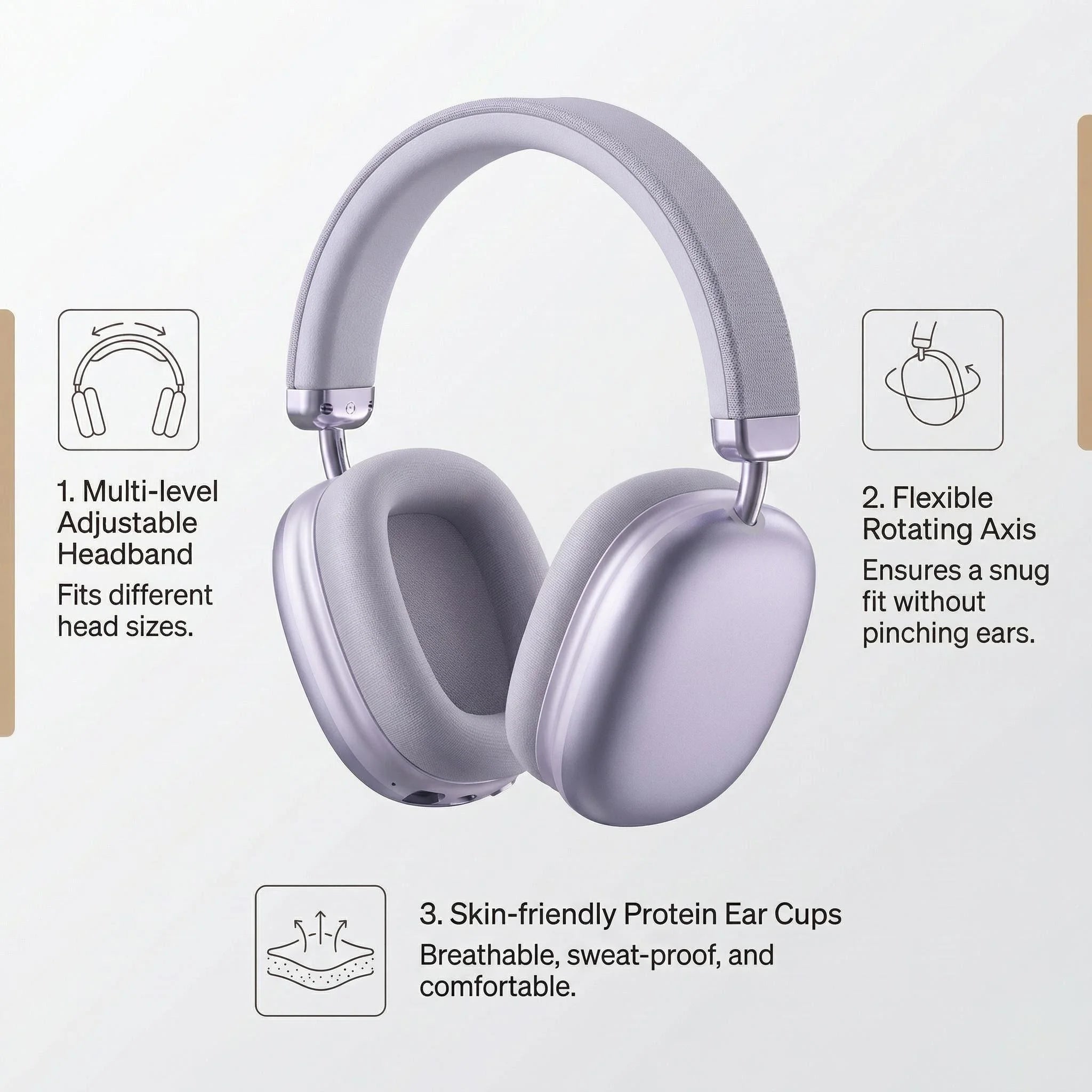 Casque EOENKK Circum-Auriculaire Tissu Bluetooth 5.3 ANC HiFi – CLEVI Paris