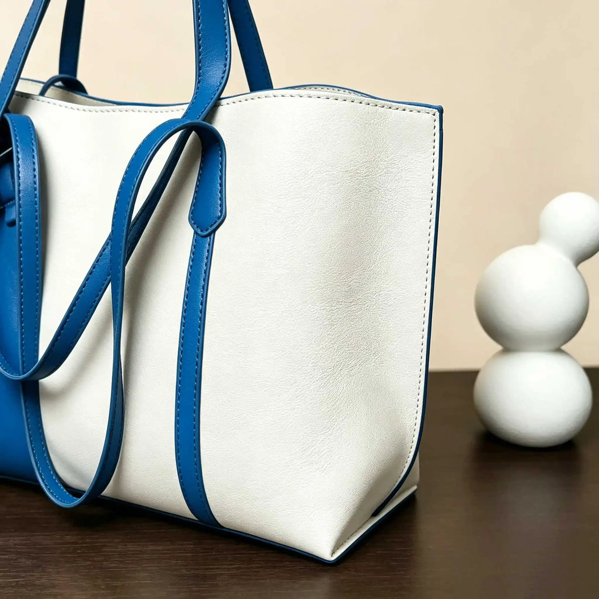 Sac Épaule Femme Cuir Véritable Workwear Bicolore – CLEVI Paris