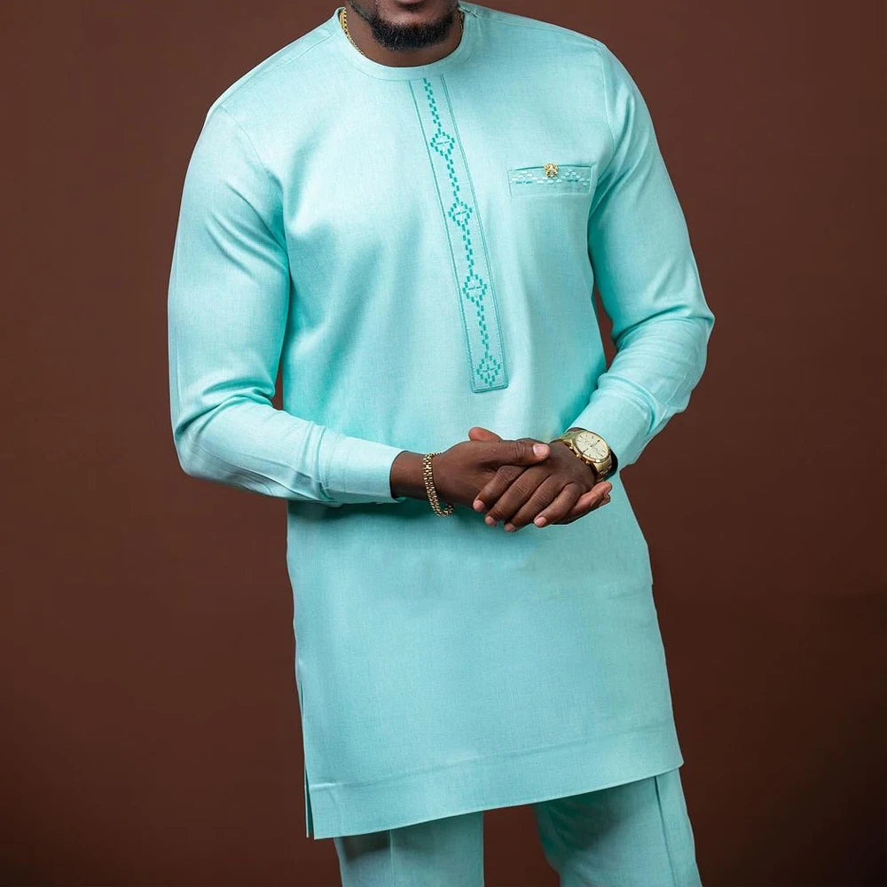 Ensemble Deux Pièces Kaftan Homme Brodé – CLEVI Paris