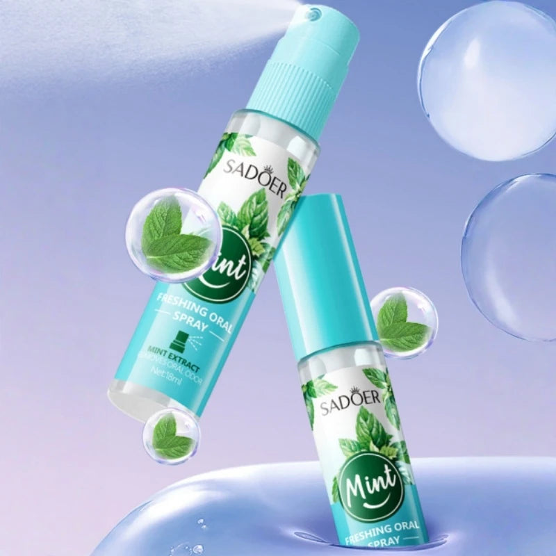 Spray Buccal Haleine Fraîche – Parfum Menthe ou Pêche, Anti-Mauvaise Haleine