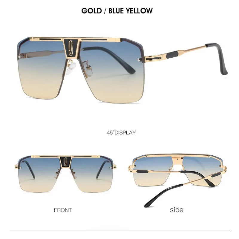 Lunettes de Soleil Carrées Sans Monture Dégradé UV400 Unisexe – CLEVI Paris