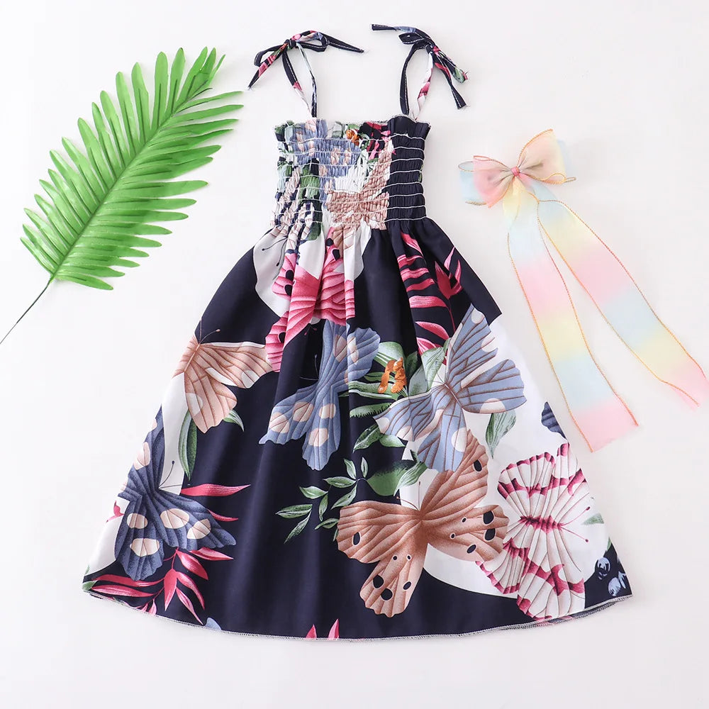 Robe fille bohème à fleurs et volants – CLEVI Paris