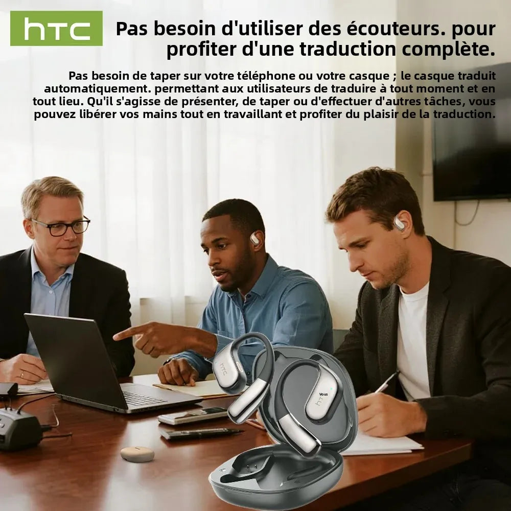 Écouteurs HTC NE39 Open-Ear Bluetooth Traducteur IA Sport – CLEVI Paris