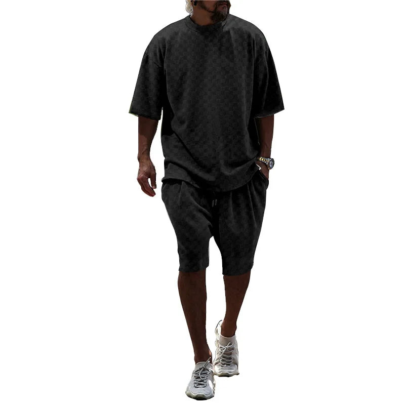 Ensemble homme t-shirt ample et short à carreaux – CLEVI Paris