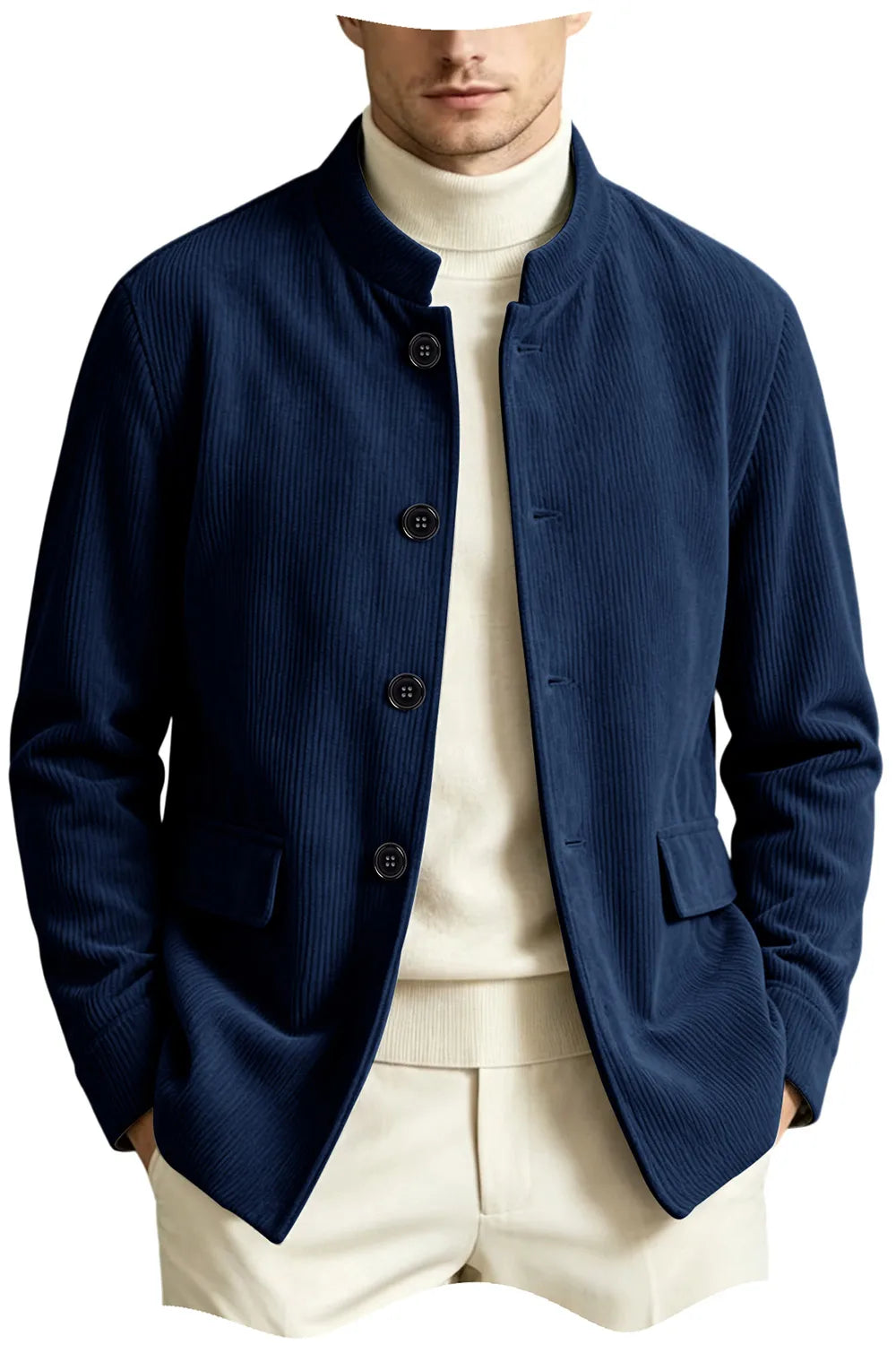 Blazer homme en velours côtelé à col montant – CLEVI Paris
