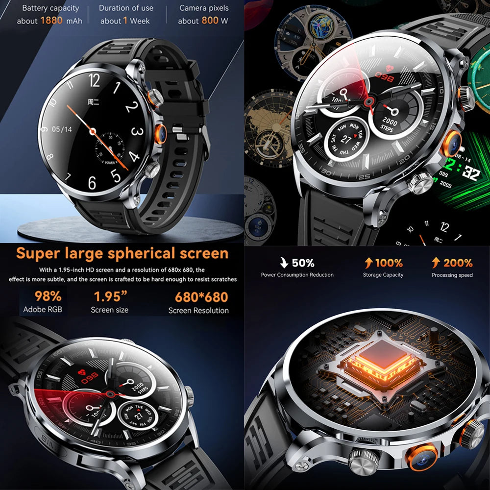 Montre Connectée 4G Android Écran Rond 1,95" Acier – CLEVI Paris