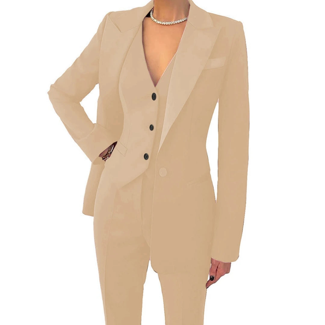 Costume 3 Pièces Femme Veste Gilet Pantalon 17 Coloris Bureau Cérémonie – CLEVI Paris