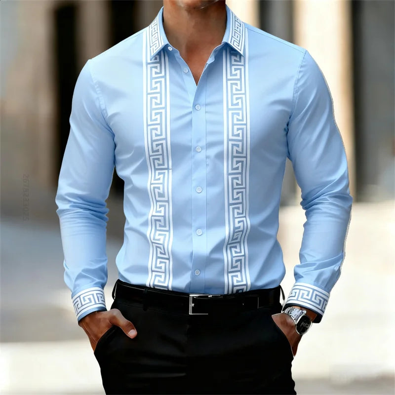 Chemise Géométrique Manches Longues Homme – CLEVI Paris