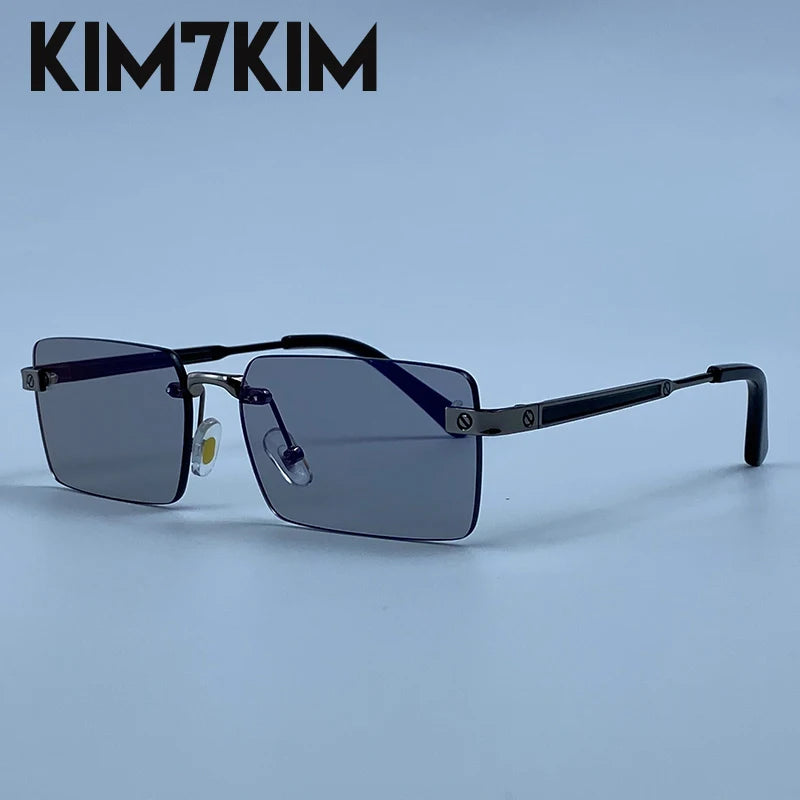 Lunettes de Soleil Rimless Rectangle Hip Hop Y2K Homme – CLEVI Paris