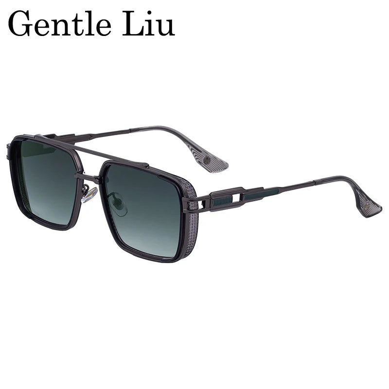 Lunettes de Soleil Carrées Steampunk Double Pont Métal UV400 Conduite Homme – CLEVI Paris