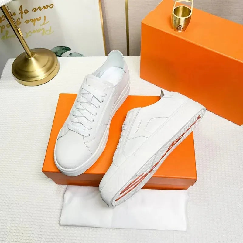 Sneakers Cuir Blanc Plateforme Unisexe – CLEVI Paris