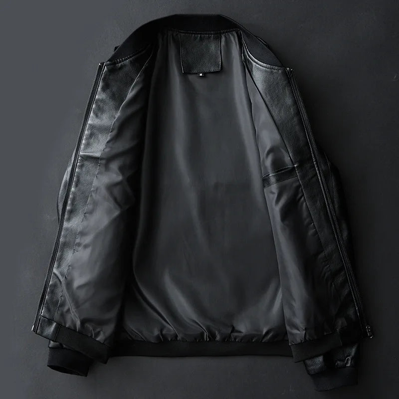 Veste homme en simili cuir à col montant – CLEVI Paris