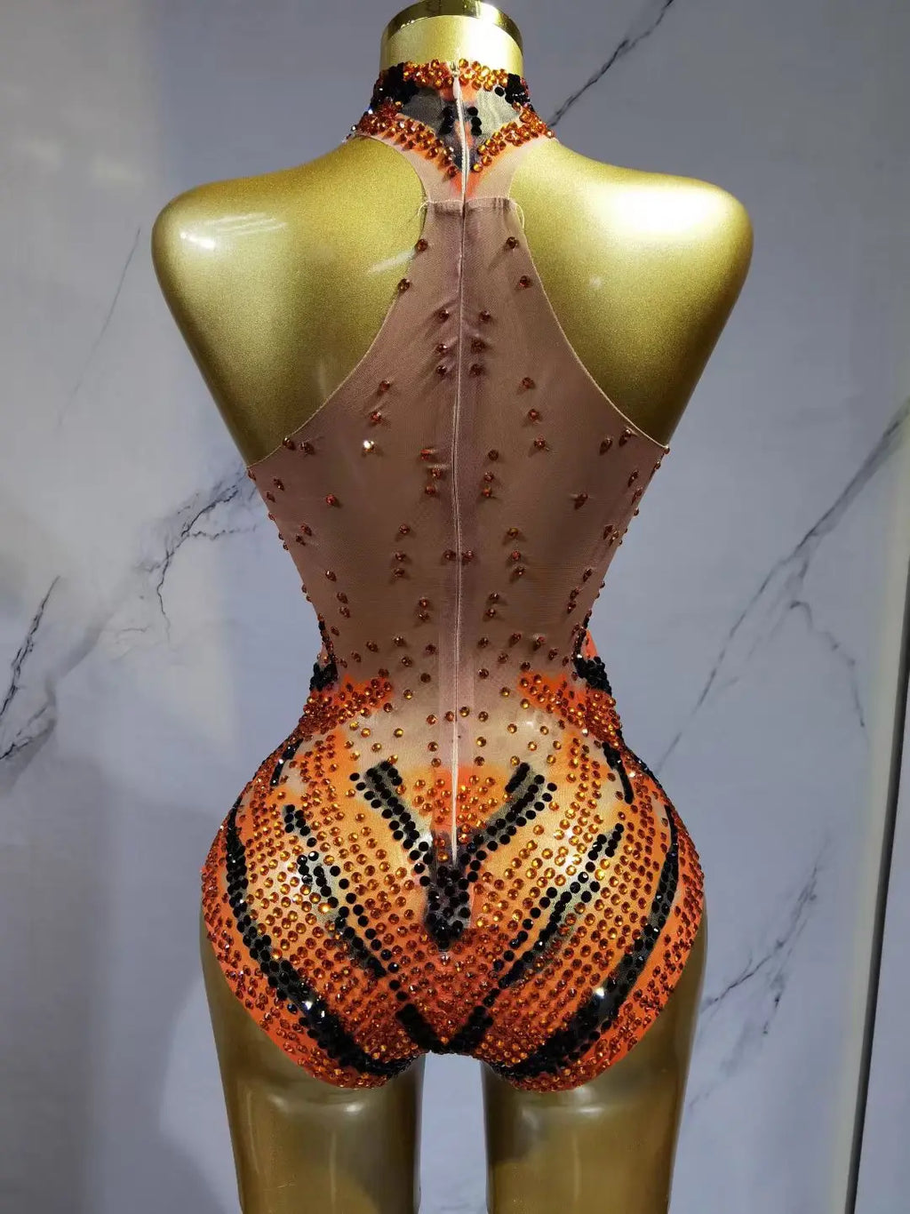 Body Sequins Femme Moulant Culotte Triangle Danse Scène Or Argent Orange – CLEVI Paris