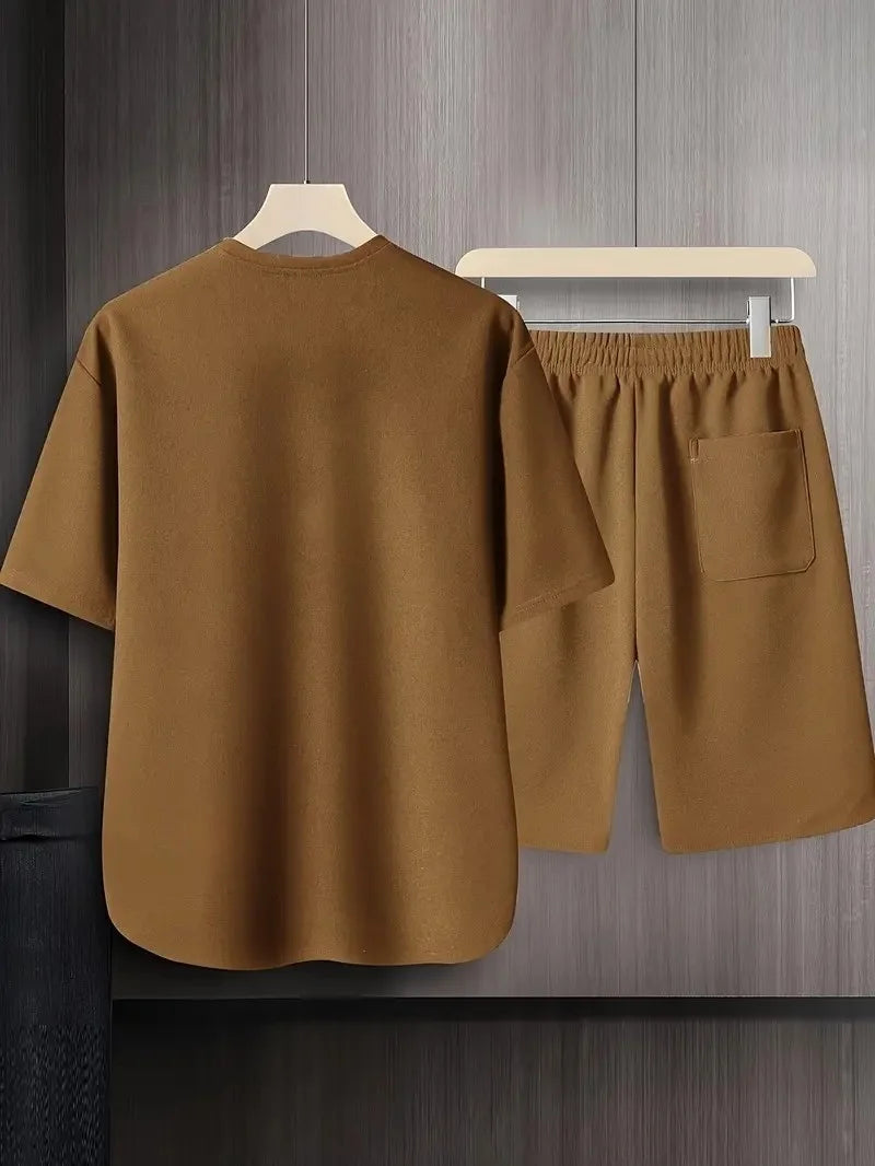 Ensemble homme t-shirt col rond et short uni – CLEVI Paris
