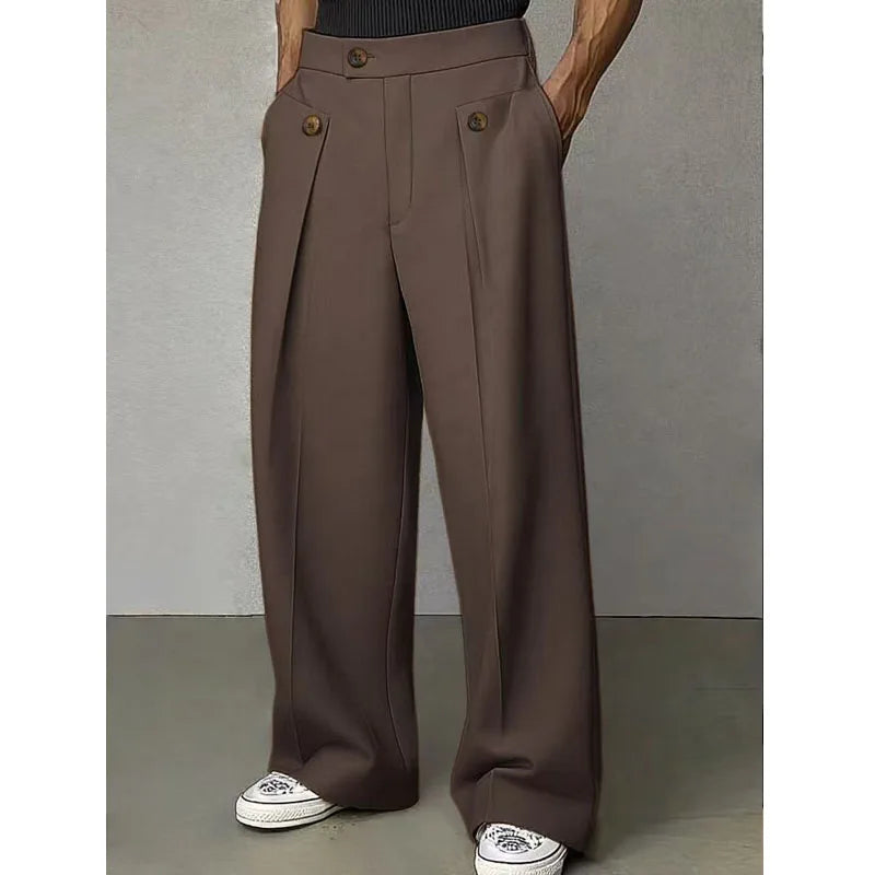 Pantalon homme plissé taille haute coupe ample – CLEVI Paris