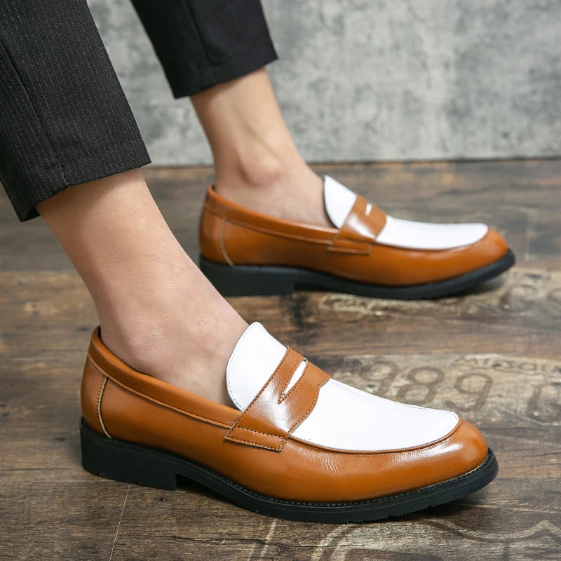 Loafers Homme Bicolores PU Slip-On Semelle Caoutchouc – CLEVI Paris