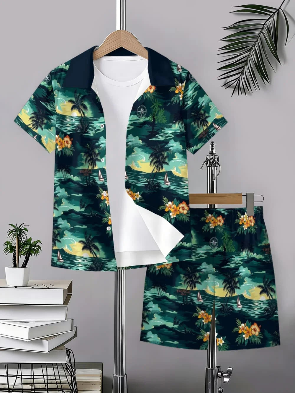 Ensemble garçon hawaïen haut et short – CLEVI Paris