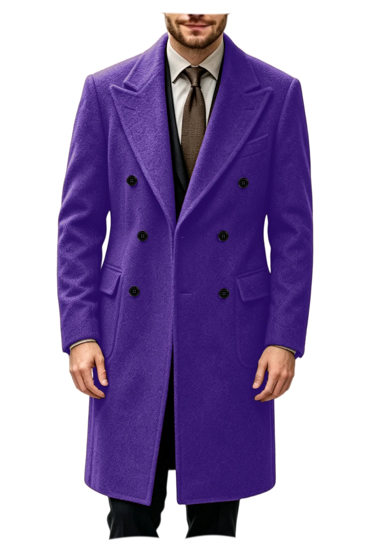 Manteau homme long croisé en laine mélangée – CLEVI Paris