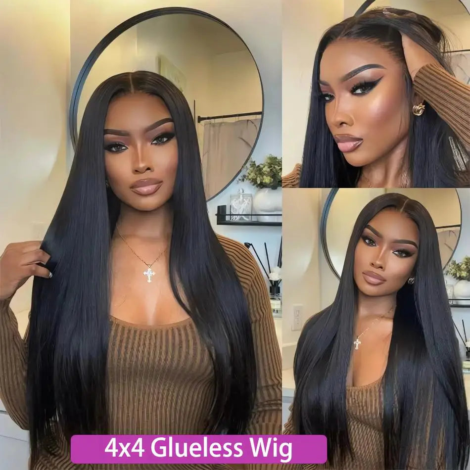 Perruque Glueless Bone Straight Cheveux Humains Brésiliens Remy – Fermeture 4x4 / 5x5 Sans Colle – CLEVI Paris