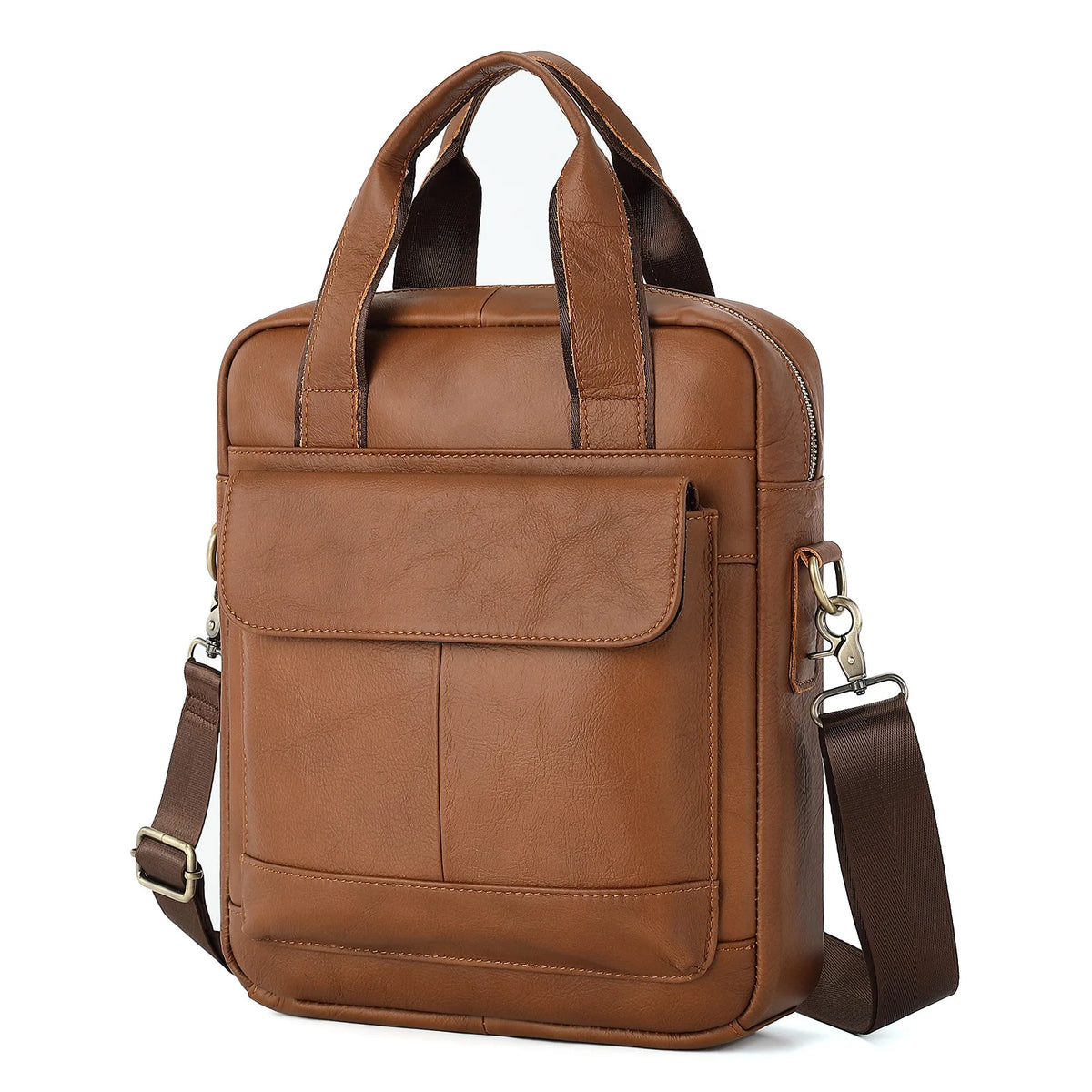 Sacoche Messager Homme Cuir Véritable Vintage 30x26cm – CLEVI Paris