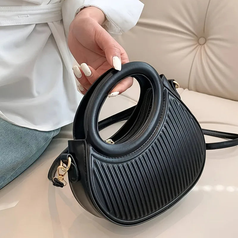 Sac Coquille Femme Rayures PU Zip Bandoulière – CLEVI Paris