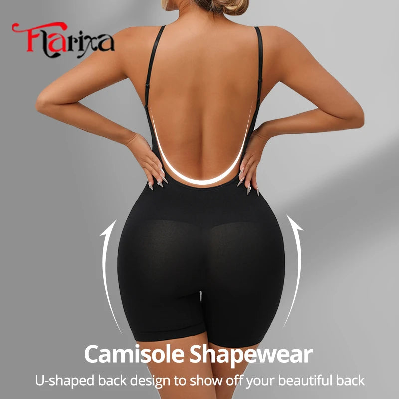 Combinaison Gainante Dos Nu Sans Coutures Femme Ventre Plat Remonte-Fesses Cuisses Affinées – CLEVI Paris