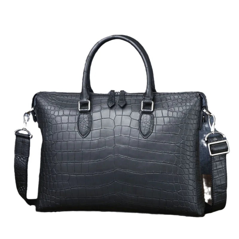 Serviette Homme Cuir Vache Mat Business Voyage Laptop 17" Noir – CLEVI Paris
