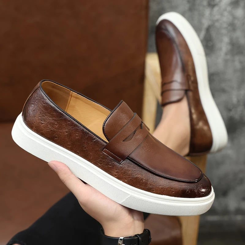 Loafers Homme Cuir Embossé Tassel Slip-On – CLEVI Paris